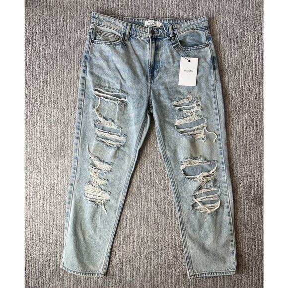Hidden Denim - NWT Hidden Size 30” waist high Rise boyfriend straight leg jeans ripped distress